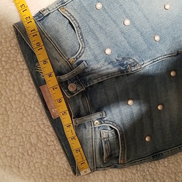 7 For All Mankind Edie Crop Stretch Straight-leg Jeans Pearl embellished /Sz 24 - Picture 10 of 16